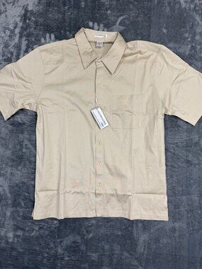 Blake & Hollister Elite Beige Short Sleeve Button-Up Shirt With Pocket NWT